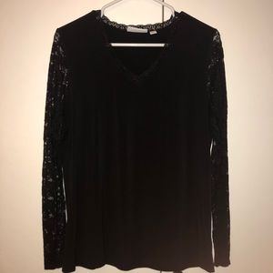 Susan Graver shirt with lace sleeves